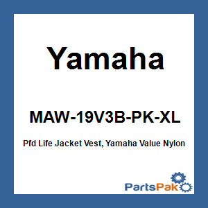 Yamaha MAW-19V3B-PK-XL Pfd Life Jacket Vest, Yamaha Value Nylon Pink XL; MAW19V3BPKXL