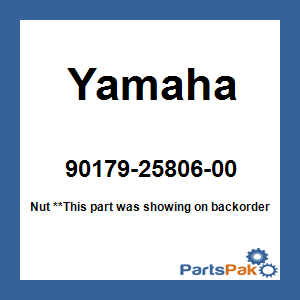 Yamaha 90179-25806-00 Nut; 901792580600
