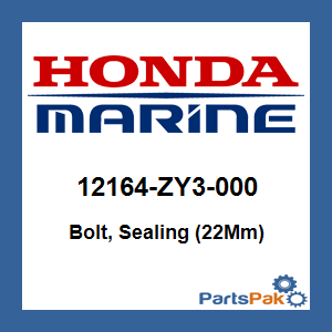 Honda 12164-ZY3-000 Bolt, Sealing (22Mm); 12164ZY3000