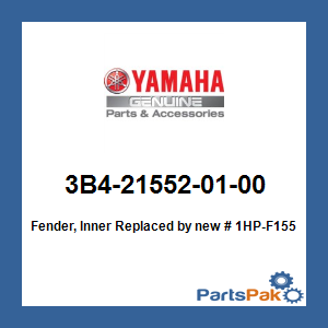 Yamaha 3B4-21552-01-00 Fender, Inner; New # 1HP-F1552-00-00