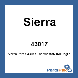 Sierra 18-43017; Thermostat-160 Degree Mercruiser-Indmar 8.1 Mag-Ho