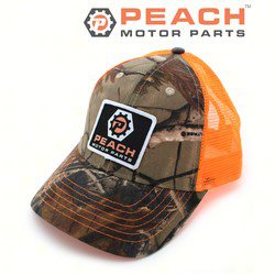 Peach Motor Parts PM-CLTH-HAT-001 Camo Mesh Back Hat Realtree® AP / Neon Orange Adjustable, 'Peach Motor Parts' Logo Patch; Fits ; PM-CLTH-HAT-001