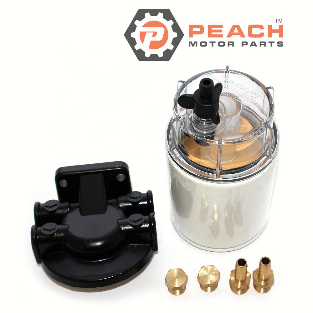 Peach Motor Parts PM-320R-RAC-01 Filter Assembly, Fuel Water Separator w/ Metal Base, Clear Bowl & Drain; Fits Racor®: 320R-RAC-01, 320RRAC01, Honda®: 06177-ZW1-801AH, Suzuki®: 99105-20005-ASY,
