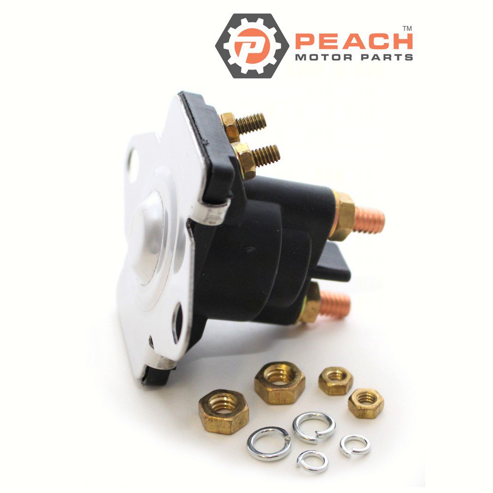 Peach Motor Parts PM-89-96054T Solenoid, Starter (Flat Base); Fits Mercury Quicksilver Mercruiser®: 89-96054T, 89-96054, 89-850189, 89-850189T, 89-91975, 89-96054B, GLM®: 72390, Sierra®: 18-581