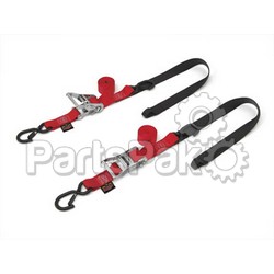 Powertye 30571-ST; Ratchet 1.5-inch Red 2-Latch Hooks W / Soft-Tye
