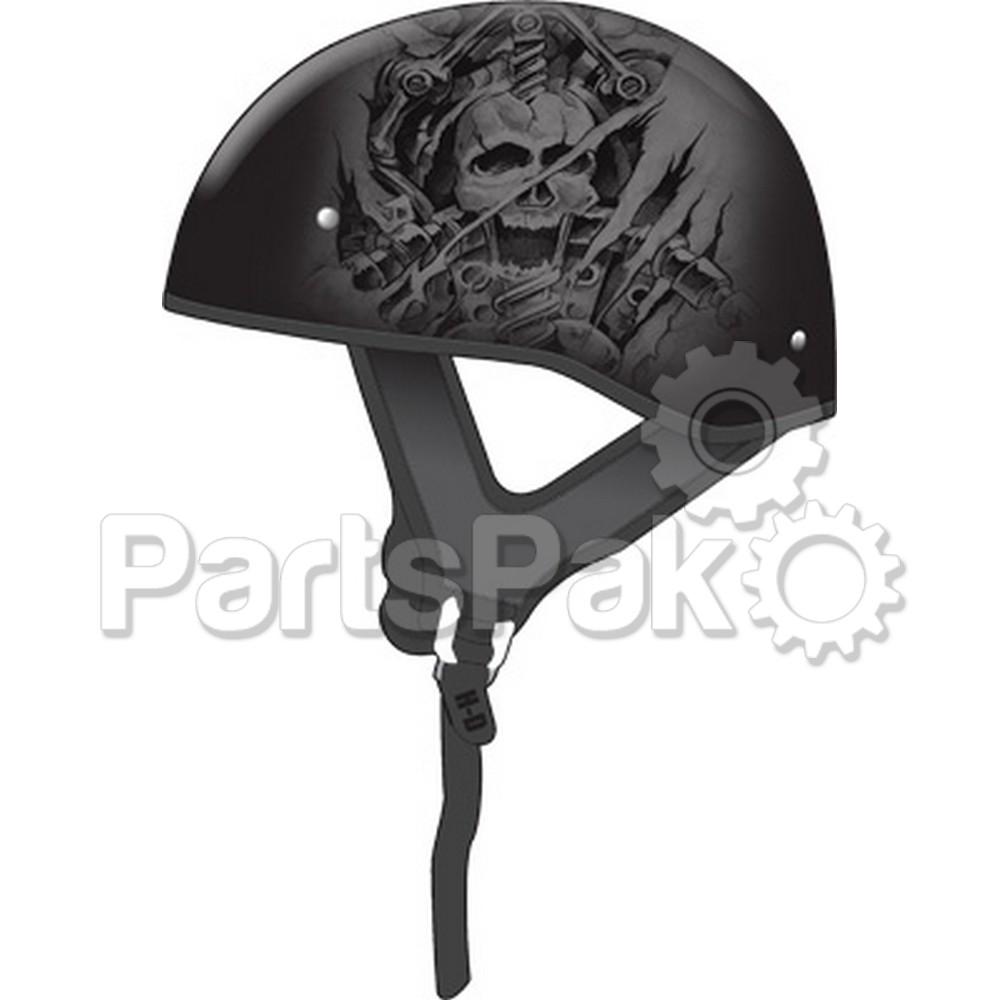Gmax G1655075; Gm-65 Half Helmet Ghost / Rip Naked Matte Black / Silver Md