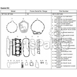 Honda 06111-ZW7-000 Gasket Kit; New # 06111-ZW7-040