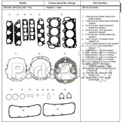 Honda 06115-ZY3-306 Gasket Kit; New # 06115-ZY3-A04