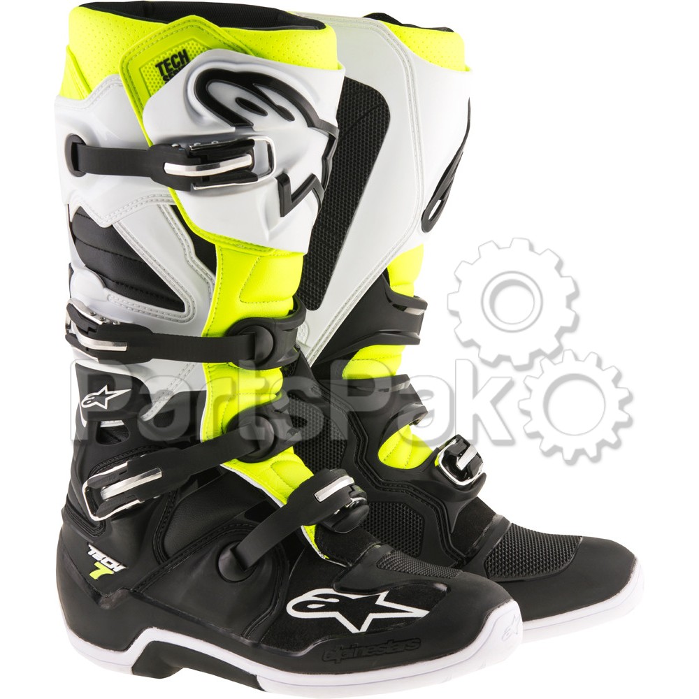 Alpinestars 2012014-125-16; Tech 7 Boots Black / White / Yellow Size 16