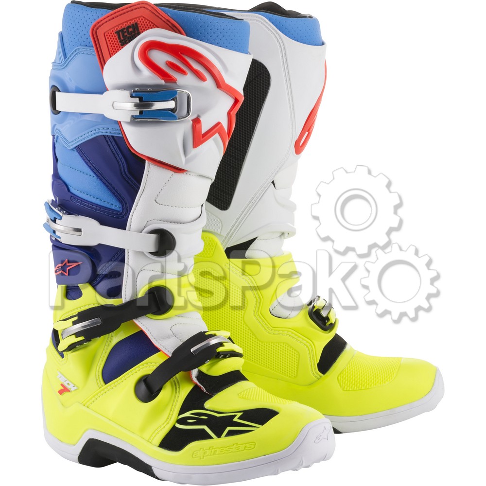 Alpinestars 2012014-5277-16; Tech 7 Boots Yellow / White / Blue Size 16