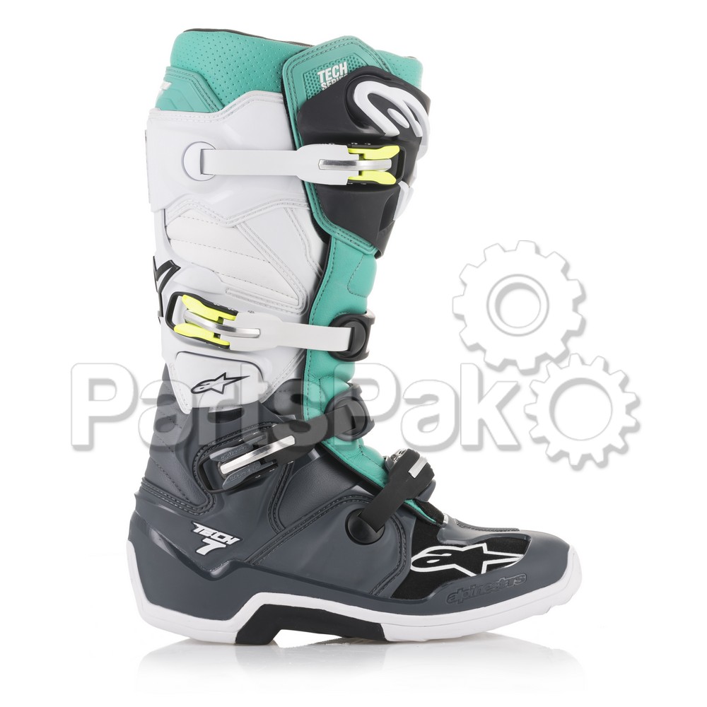 Alpinestars 2012014-9072-16; Tech 7 Boots Dark Grey / Teal / White Size 16