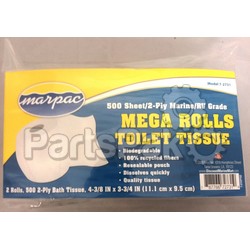 Marpac 71801DN; Bathroom Toilet Tissue Paper 2-Rolls 2-Ply 500-Sheets Marine RV Grade Mega Rolls