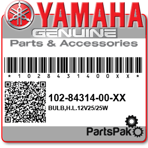 Yamaha 102-84314-00-00 Bulb, Headlight 12V25/25W; New # 1YT-84314-00-00