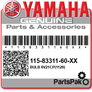 Yamaha 115-83311-60-00 Bulb, Flasher; 115833116000
