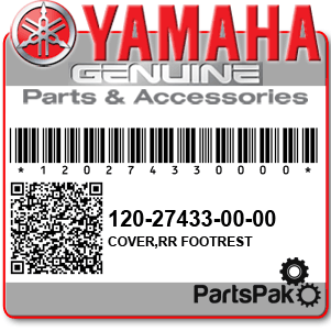 Yamaha 120-27433-00-00 Cover, Rear Footrest; 120274330000
