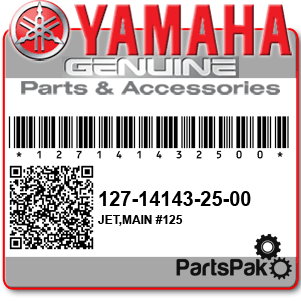 Yamaha 127-14143-25-00 Jet, Main #125; 127141432500