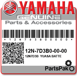 Yamaha 12N-7D3B0-00-00 12N7D3B Yuasa Battery (Not Filled With Acid); 12N7D3B00000