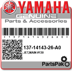 Yamaha 137-14143-26-A0 Jet, Main #130; 1371414326A0