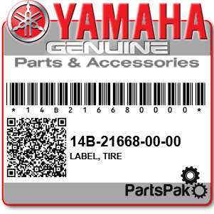Yamaha 14B-21668-00-00 Label, Tire; 14B216680000