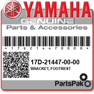 Yamaha 17D-21447-00-00 Bracket, Footrest; 17D214470000