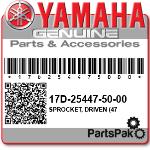 Yamaha 17D-25447-50-00 Sprocket, Driven (47T); 17D254475000