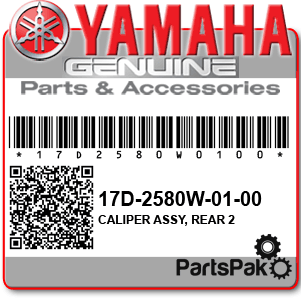 Yamaha 17D-2580W-01-00 Caliper Assembly, Rear 2; 17D2580W0100