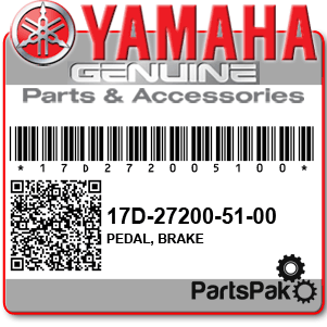 Yamaha 17D-27200-50-00 Pedal, Brake; New # 17D-27200-51-00