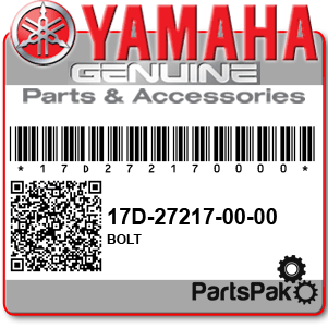 Yamaha 17D-27217-00-00 Bolt; 17D272170000