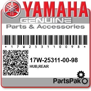 Yamaha 17W-25311-00-98 Hub, Rear; 17W253110098