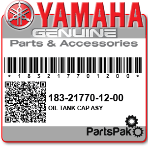 Yamaha 183-21770-00-00 Oil Tank Cap Assembly; New # 183-21770-12-00