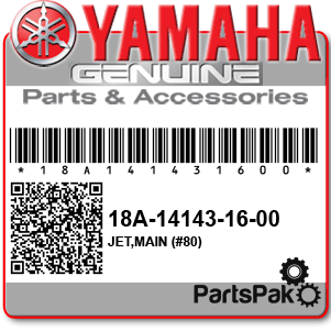 Yamaha 18A-14143-16-00 Jet, Main (#80); 18A141431600