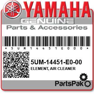 Yamaha 5UM-14451-E0-00 Element, Air Cleaner; New # 5UM-14451-E1-00