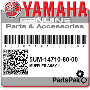 Yamaha 5UM-14710-80-00 Muffler Assembly 1; 5UM147108000
