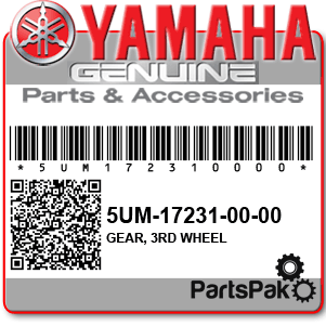 Yamaha 5UM-17231-00-00 Gear, 3rd Wheel; 5UM172310000