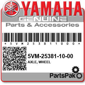 Yamaha 5VM-25381-00-00 Axle, Wheel; New # 5VM-25381-10-00