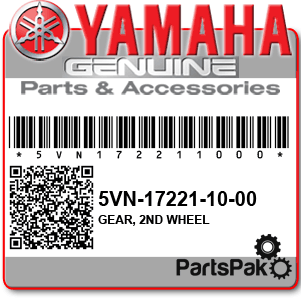 Yamaha 5VN-17221-10-00 Gear, 2nd Wheel; 5VN172211000
