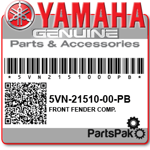 Yamaha 5VN-21510-00-PB Front Fender Complete; 5VN2151000PB