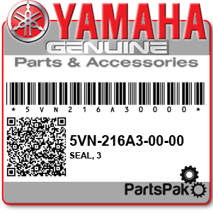 Yamaha 5VN-216A3-00-00 Seal, 3; 5VN216A30000
