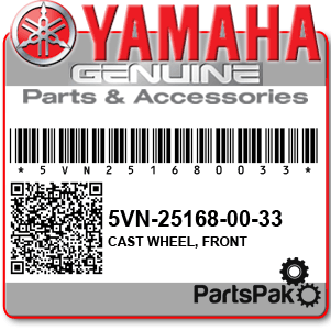 Yamaha 5VN-25168-00-33 Cast Wheel, Front; 5VN251680033