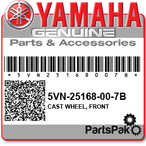 Yamaha 5VN-25168-00-7B Cast Wheel, Front; 5VN25168007B