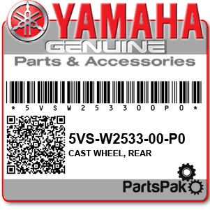 Yamaha 5VS-W2533-00-P0 Cast Wheel, Rear; New # 5VS-W2533-01-P0