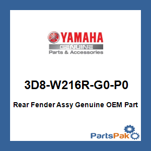 Yamaha 3D8-W216R-G0-P0 Rear Fender Assy; 3D8W216RG0P0