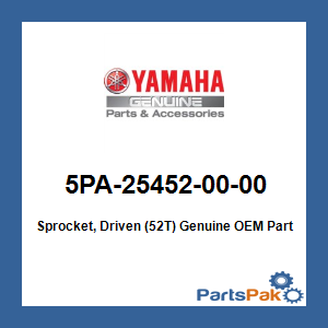 Yamaha 5PA-25452-00-00 Sprocket, Driven (52T); 5PA254520000