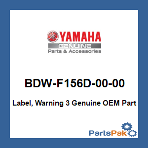 Yamaha BDW-F156D-00-00 Label, Warning 3; BDWF156D0000