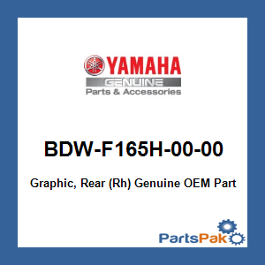Yamaha BDW-F165H-00-00 Graphic, Rear (Rh); BDWF165H0000