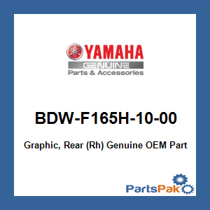 Yamaha BDW-F165H-10-00 Graphic, Rear (Rh); BDWF165H1000