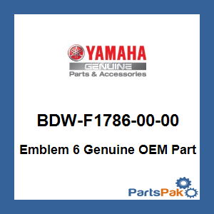 Yamaha BDW-F1786-00-00 Emblem 6; BDWF17860000