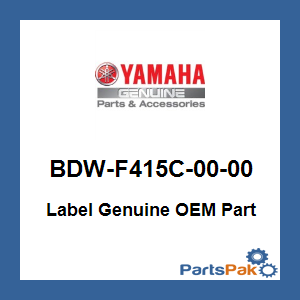 Yamaha BDW-F415C-00-00 Label; BDWF415C0000