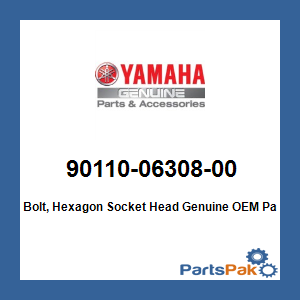 Yamaha 90110-06308-00 Bolt, Hexagon Socket Head; 901100630800