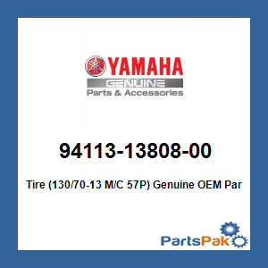 Yamaha 94113-13808-00 Tire (130/70-13 M/C 57P); 941131380800
